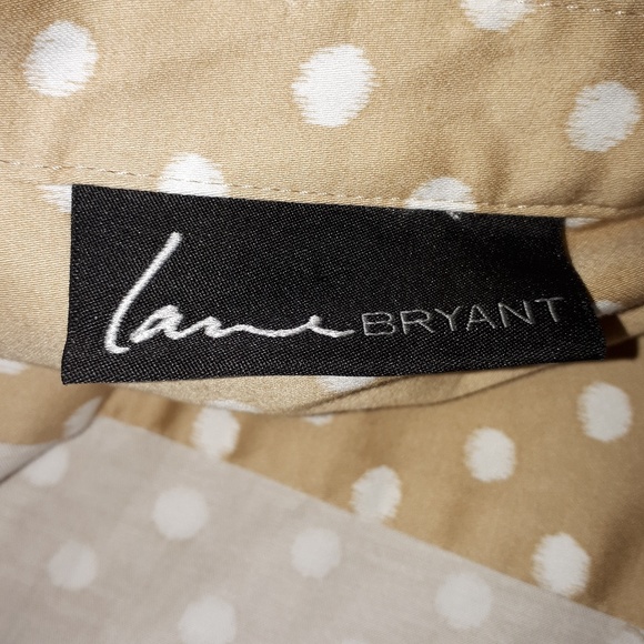 Lane Bryant Tan Polka Dot Blouse - Size 3X??? - Picture 6 of 7